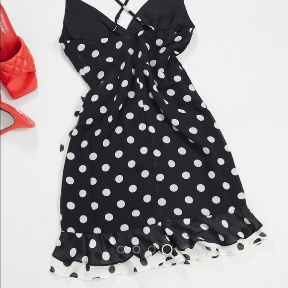 Bardot | black/white polka dot mini wrap dress - Picture 4 of 7